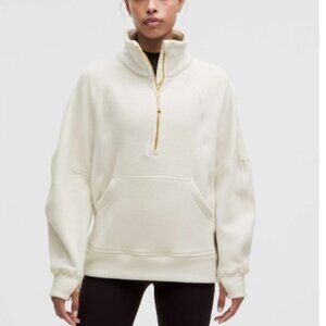 Lululemon Scuba Tumbled Fleece Funnel-Neck Half Zip Bone / Gold size XL/XXL